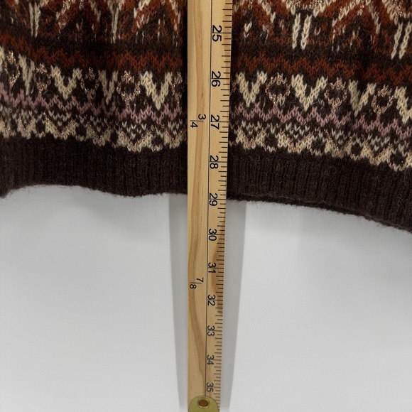 Soft Surroundings Sweater Womens XL Brown Fair Isle Alpaca Blend Crewneck Tunic - Picture 7 of 15